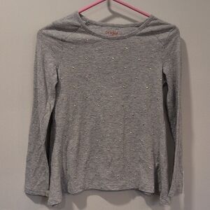 Cat & Jack Gray Long Sleeve Tee with Gold Details